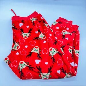 No Boundaries Red Rudolph Reindeer Women’s Fleece Christmas Pajama Bottoms-XL